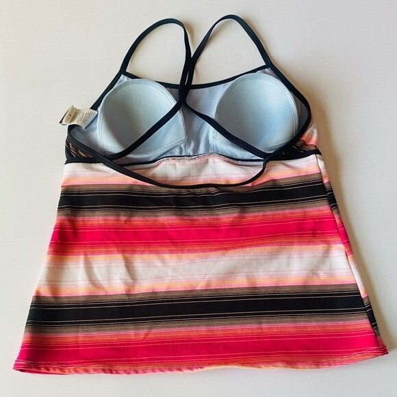 Nike Women’s striped swimsuit tankini bathing suit top racerback size Medium 8 - Picture 4 of 9